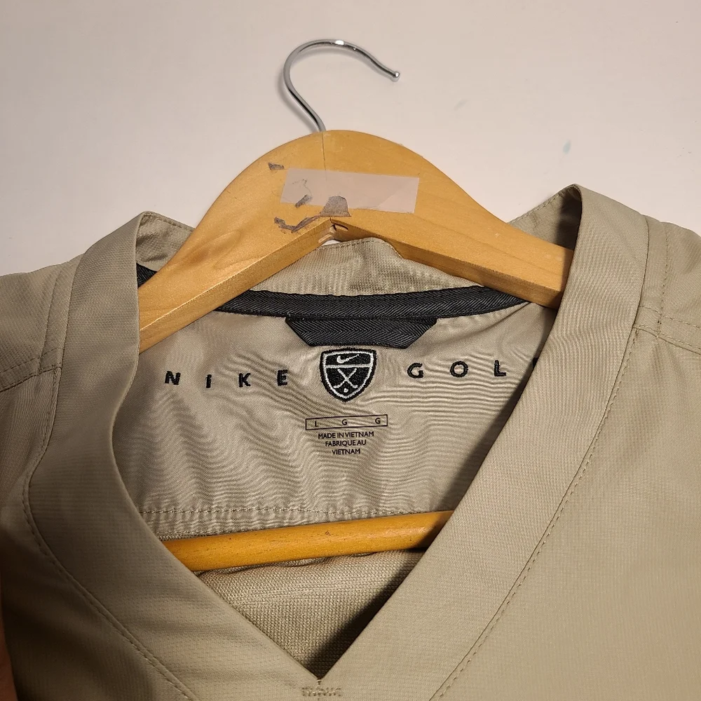 Nike Lightweight Golf Windbreaker Performance Layer Vest Beige Men's Size Large